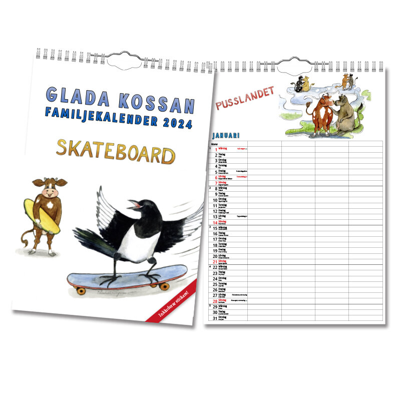 Familjekalender Glada Kossan 2024 210x297mm