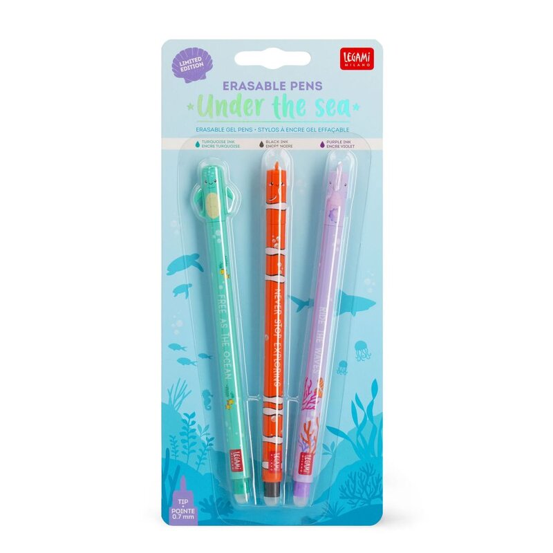 Erasable gel pen 3-pack Under the sea